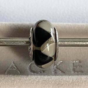 Authentic Pandora Sterling Silver Black/Grey Captivating Murano Charm ~ Retired